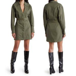 NICHOLAS Ashton Belted Drill Mini DRESS Size 6 Moss Green Twill Cotton NEW